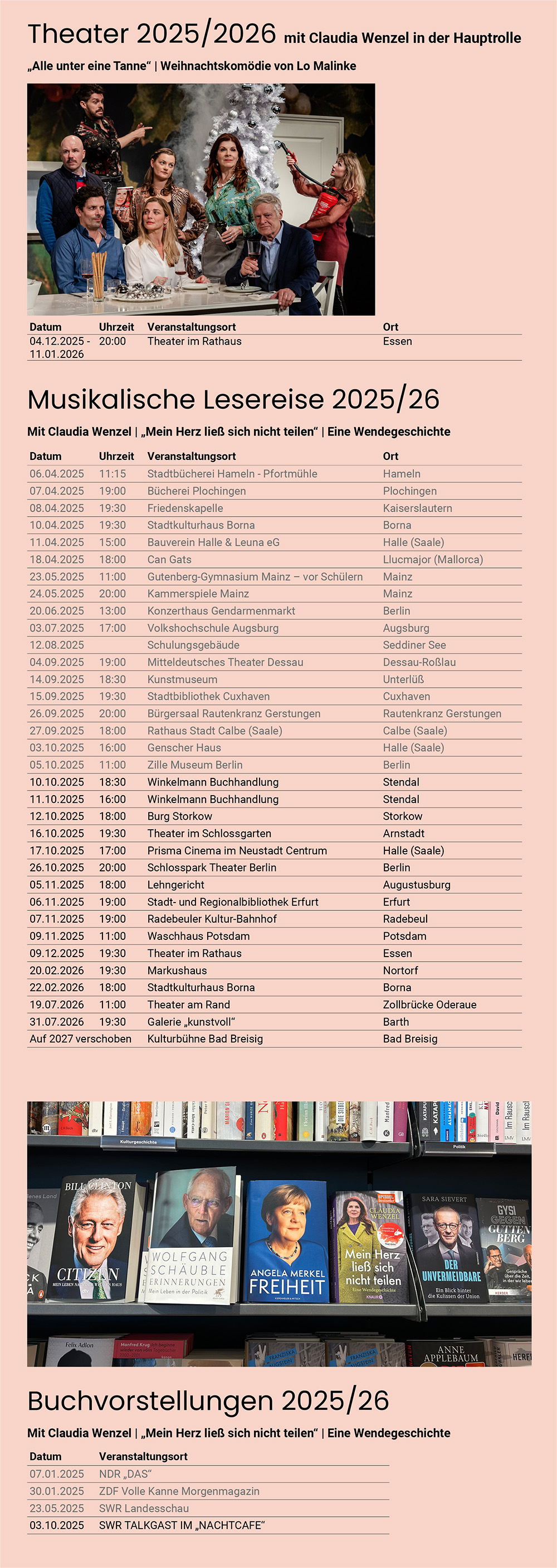 Theater- und Lesetermine Claudia Wenzel 2025/26